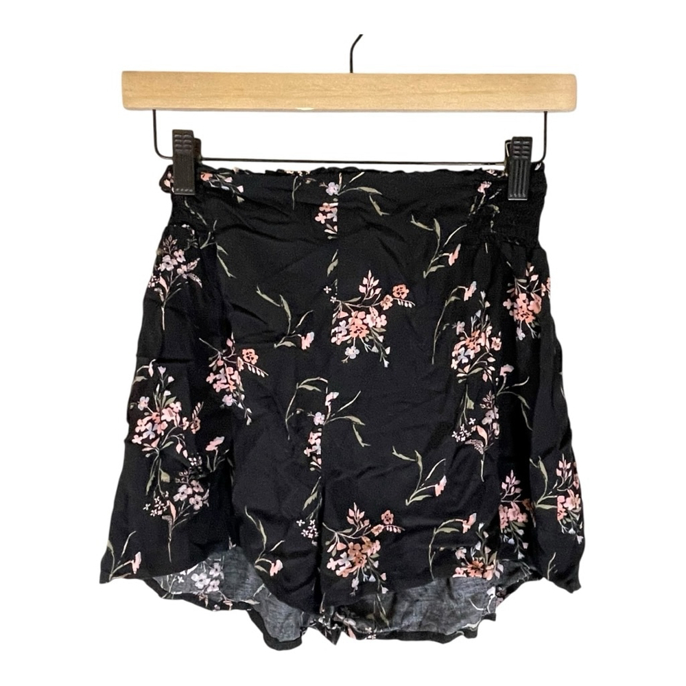 Truth + Theory Womens Shorts M Medium Black Floral Lightweight Skirt‎ Casual